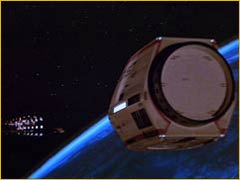 Vue arrière d'une capsule de transbordement