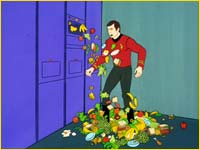 Scott bombardé de fruits...